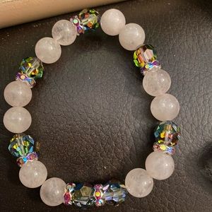 Handmade Rose Quartz and RARE Swarovski Vitrail Crystal Soulmate Bracelet